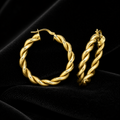 9ct Yellow Gold Plaited Hoop Earrings 375 Hallmarked 15mm - 30mm Diameter