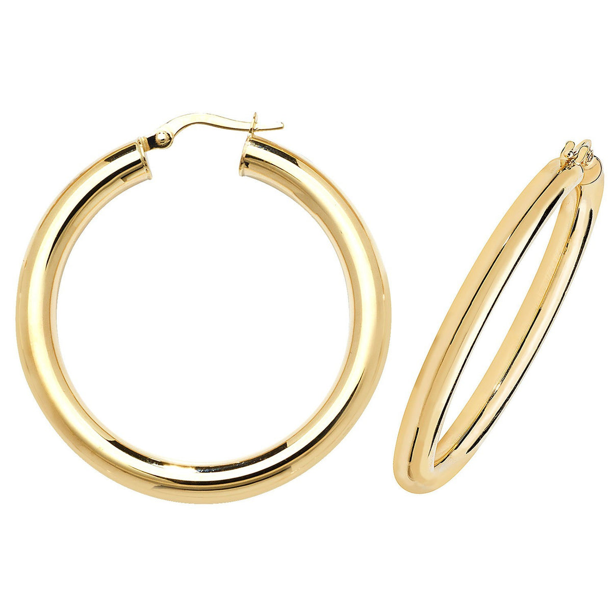9ct Yellow Gold Tubed Hoop Earrings 375 Hallmarked 10mm - 60mm Diameter