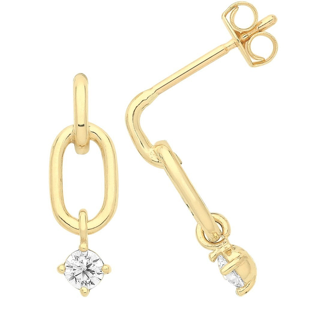 Oval Link Drop Earrings 9ct Yellow Gold 375 Hallmarked Brand New Boxed