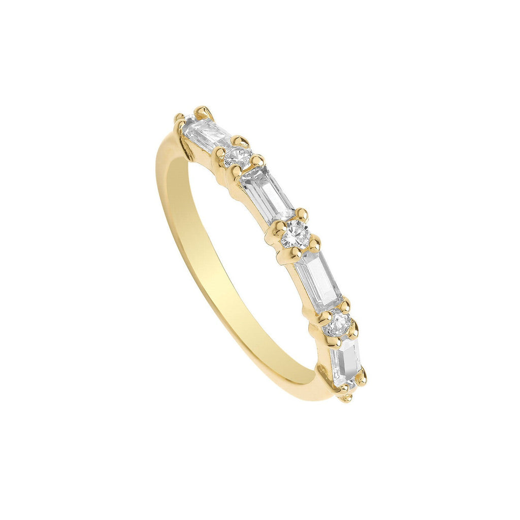 Baguette Half Eternity Ring 9ct Yellow Gold Hallmarked Sizes L - S  British Made