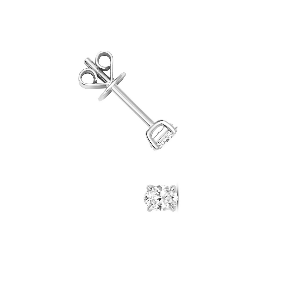 1 Natural Diamond Oval Stud Earrings 18ct White Gold Hallmarked British Made