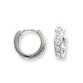 Mens Huggie Hoop Earring Cubic Zirconia Solid Sterling Silver Gents Hallmarked