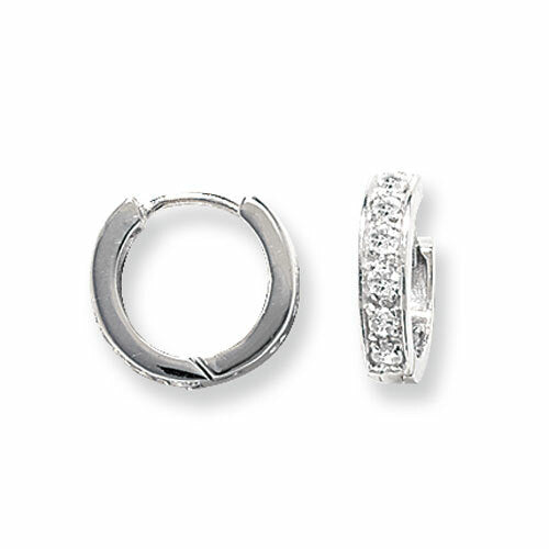 Mens Huggie Hoop Earring Cubic Zirconia Solid Sterling Silver Gents Hallmarked