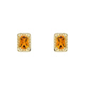 Octagonal Citrine Stud Earrings 9ct Yellow Gold 375 Hallmarked British Made