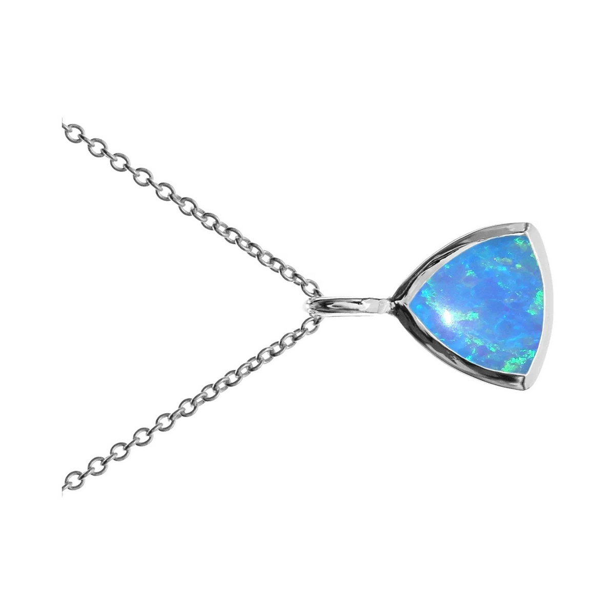 Trillion Cut Opal Necklace Solid Sterling Silver 925 Hallmarked British Made