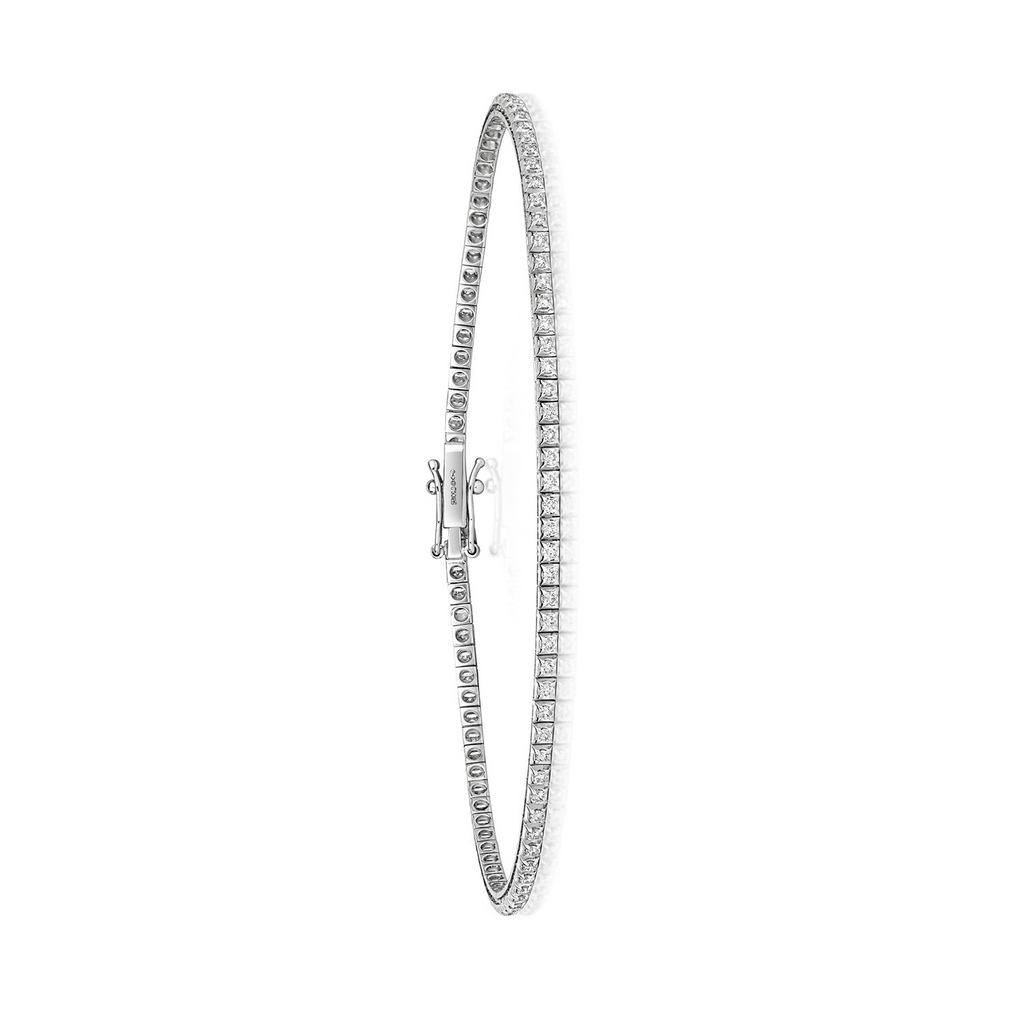Natural Diamond 18ct White Gold Tennis Bracelet 375 Hallmarked British Made