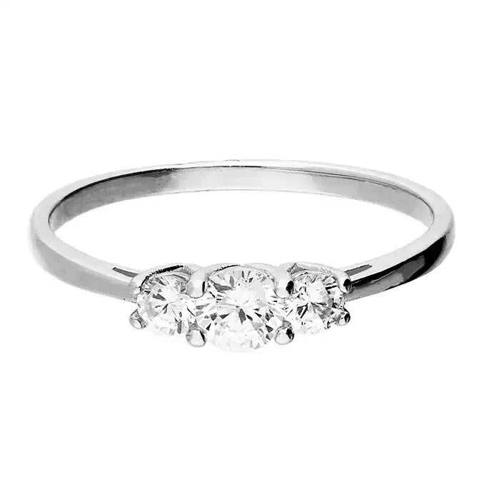 Trio Cluster Ring Sterling Silver 925 Hallmarked British Made Size L - R