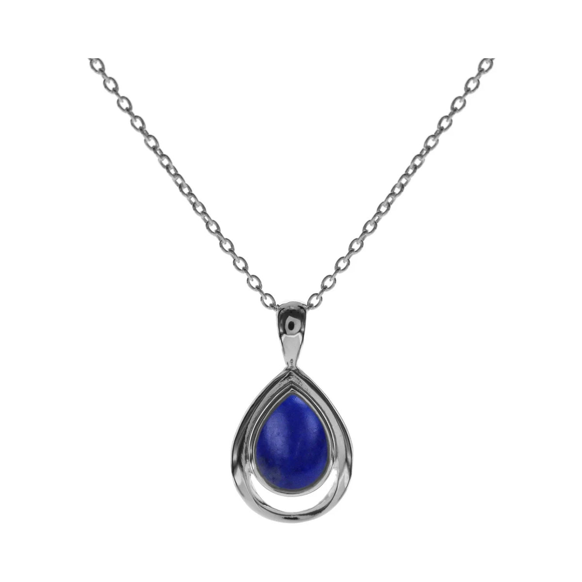 Teardrop Lapis Lazuli Necklace Solid Sterling Silver 925 Hallmarked British Made