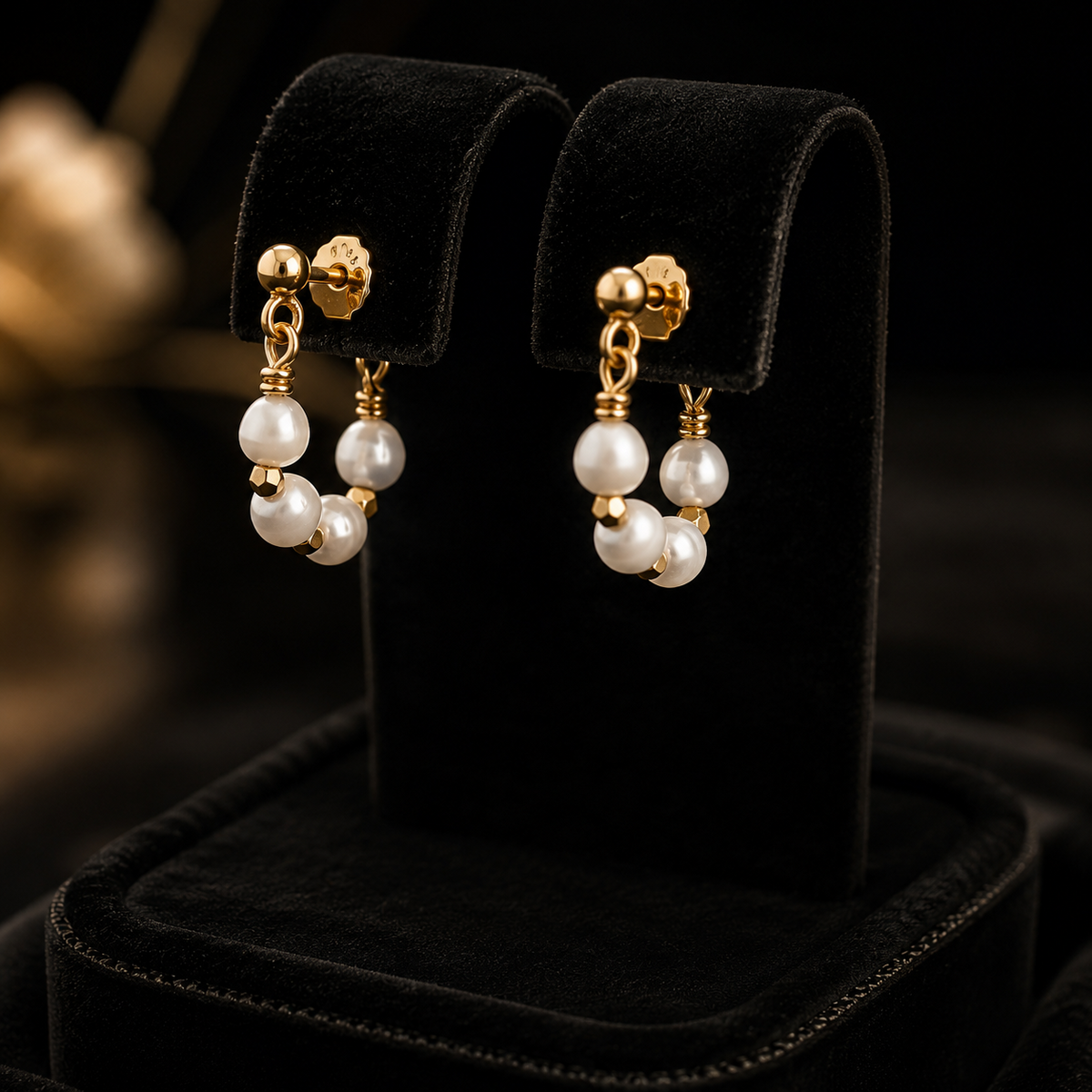 Butterfly Pearl Hoop Earrings 9ct Yellow Gold Plated Hallmarked Brand New