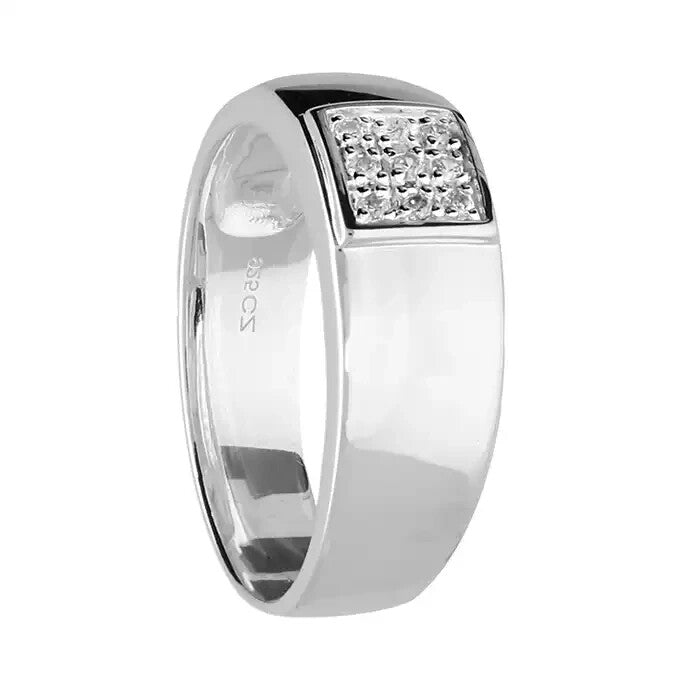 Sterling Silver Gents Ring Square Band Design Hallmarked Size R - Z British Made