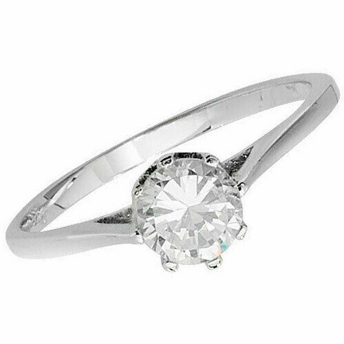 Sterling Silver Solitaire Ring Engagement Gemstone 925 Hallmarked Size M - T