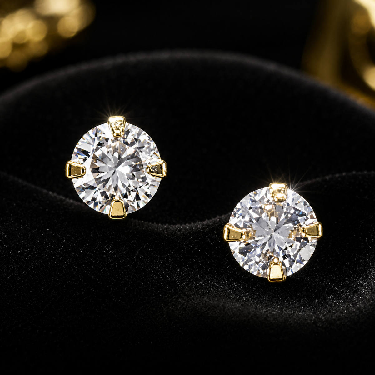 3mm Solitaire Stud Earrings 9ct Yellow Gold Studs 375 Hallmark