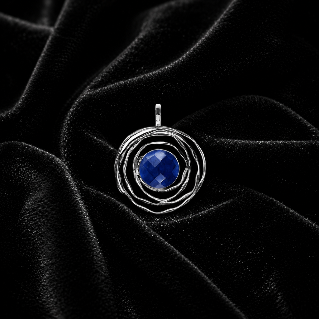 Spiderweb Sapphire Pendant Sterling Silver 925 Hallmarked All Chain Lengths