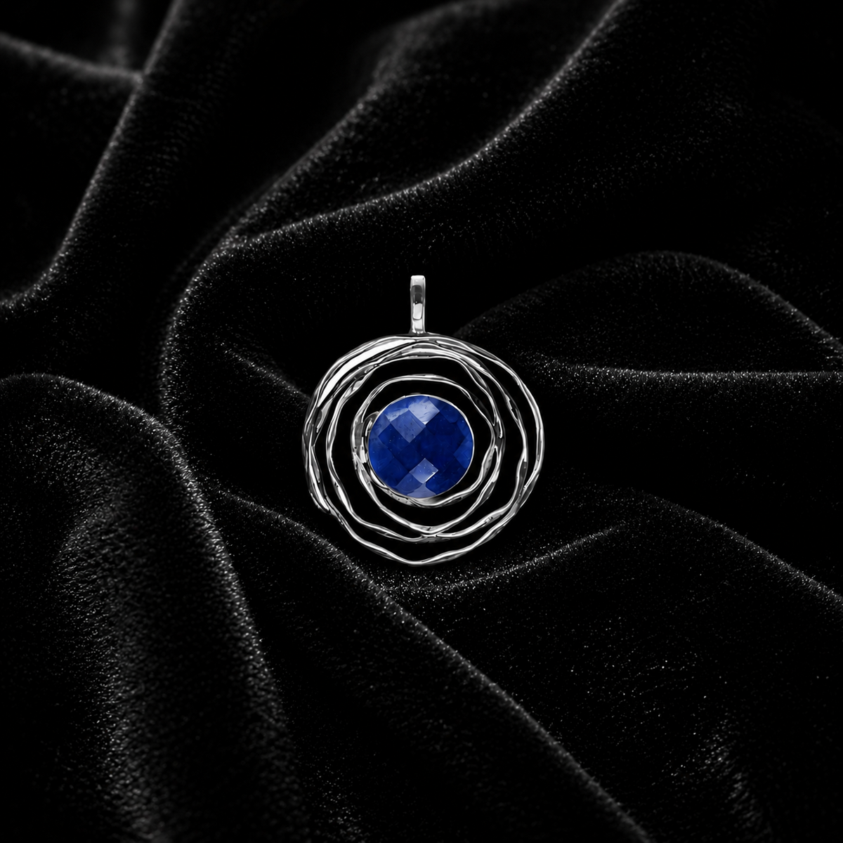 Spiderweb Sapphire Pendant Sterling Silver 925 Hallmarked All Chain Lengths