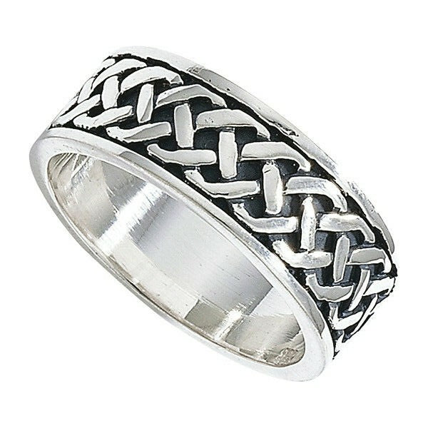 Men's Sterling Silver Celtic Ring Wedding Band Gents 925 Hallmark Sizes R - Z