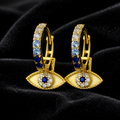 Evil Eye Huggie Hoop Earrings 18ct Yellow Gold Plated Hallmark Brand New Boxed