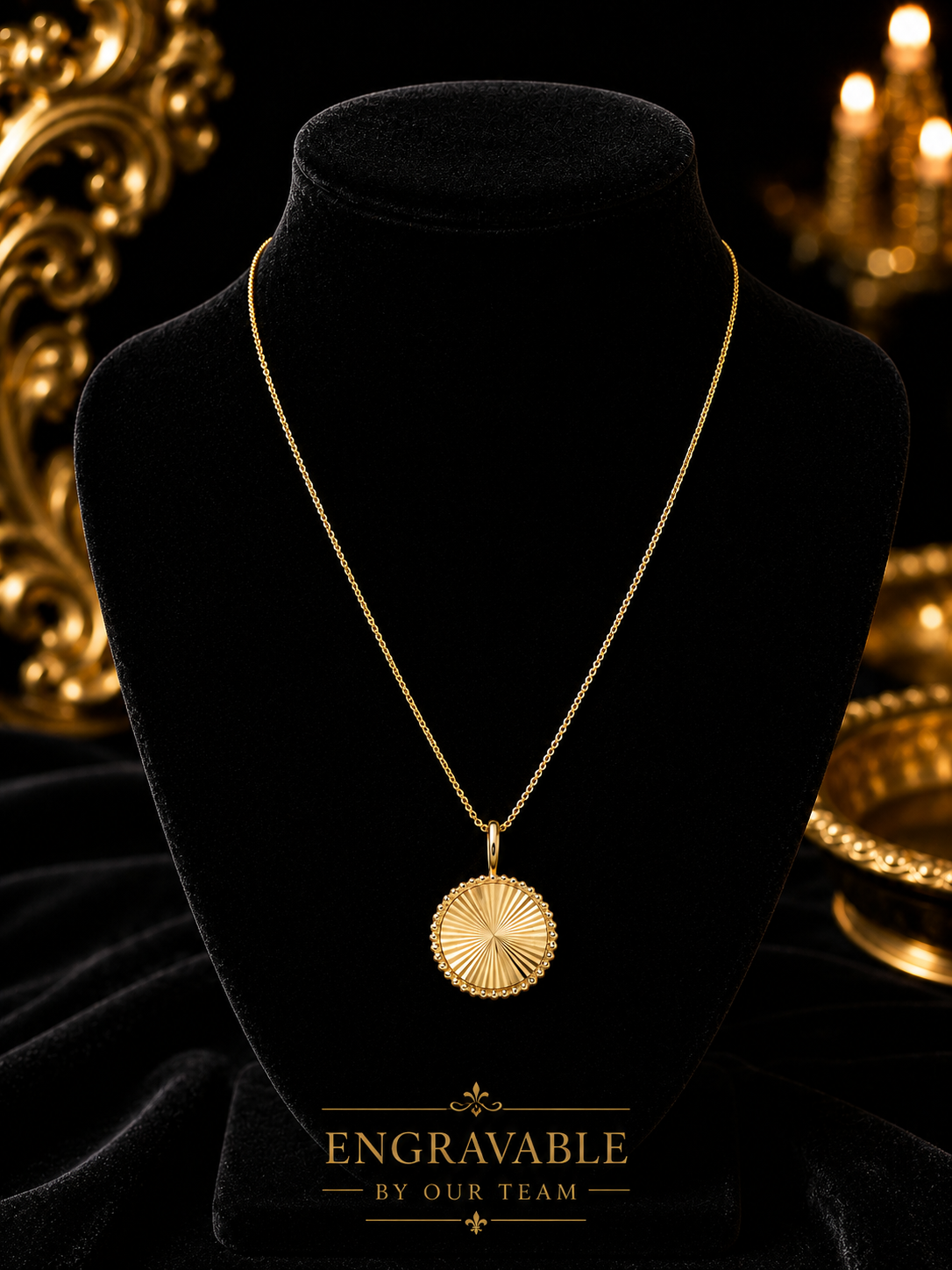 9ct Gold Disc Pendant Hallmarked (Free Engraving) British Made Brand New