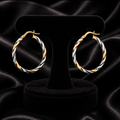 9ct White/Yellow Gold Ribboned Hoop Earrings 375 Hallmarked 8mm - 30mm Diameter