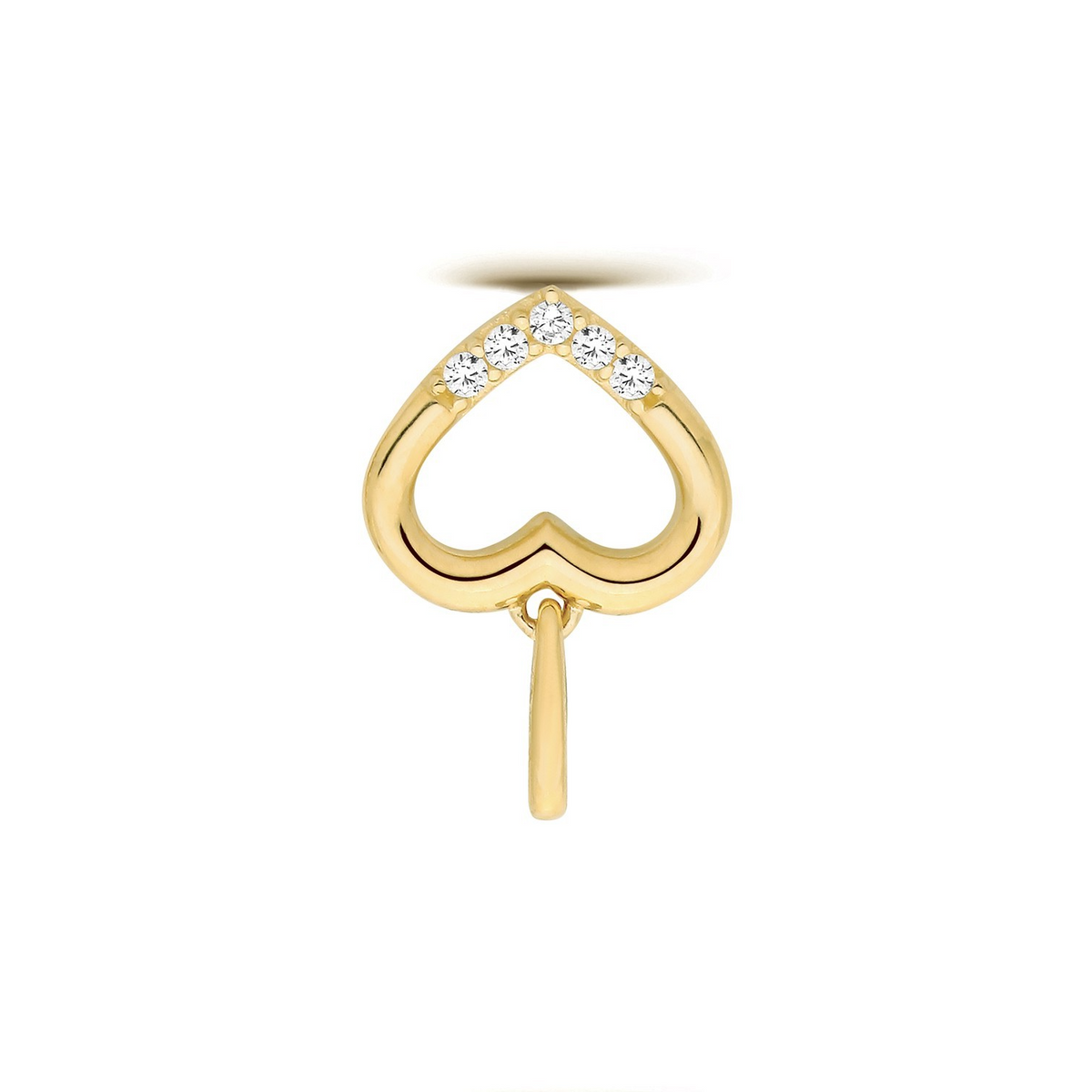 5 Stone Heart Yellow Gold Pendant 375 Hallmarked All Chain Lengths