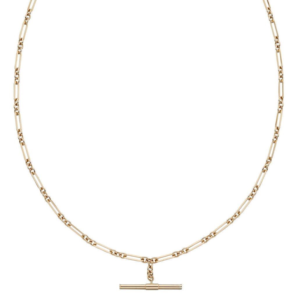 T Bar Chain Necklace 9ct Yellow Gold 375 Hallmarked British Made 45cm