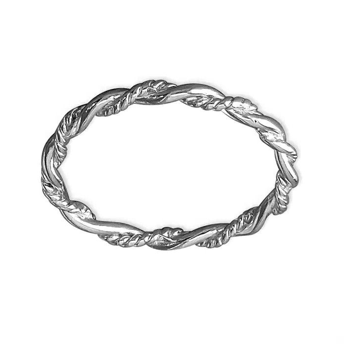 Weave Thin Band Ring Sterling Silver 925 Hallmarked British Made Size L - R