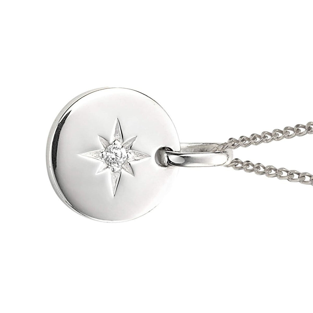 Sterling Silver Star Disc Pendant 925 Hallmarked British Made All Chain Lengths