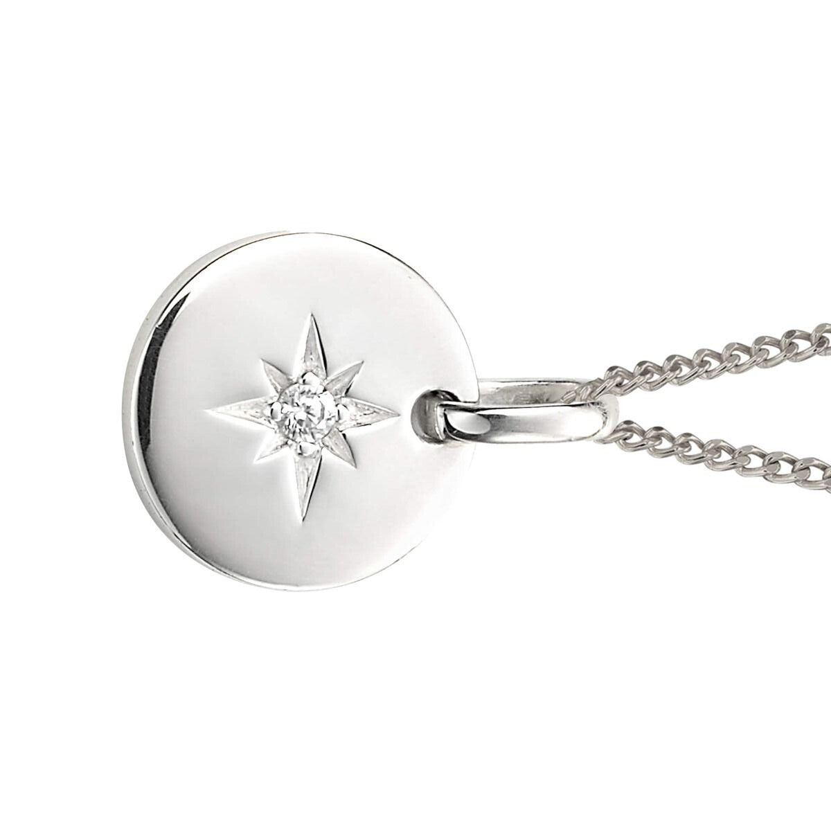Sterling Silver Star Disc Pendant 925 Hallmarked British Made All Chain Lengths