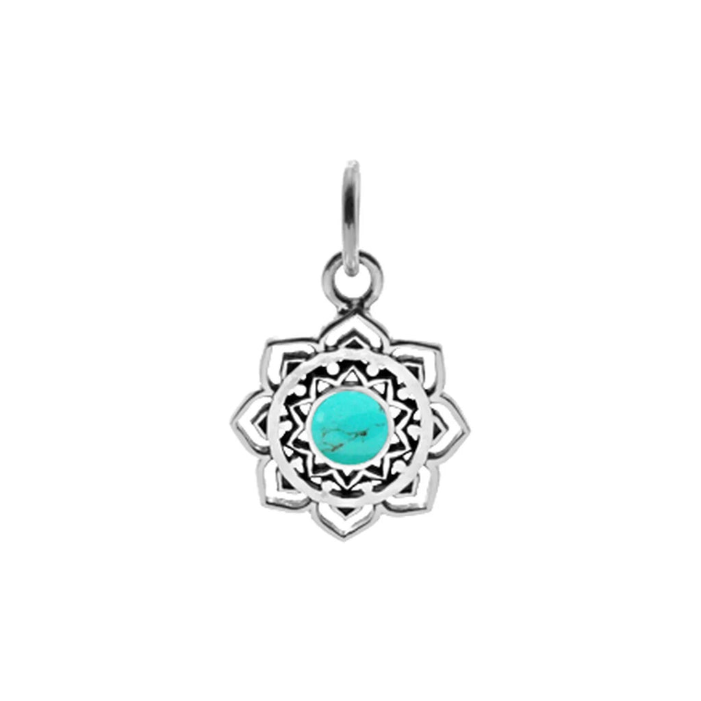 Turquoise Mandala Pendant Sterling Silver Hallmarked All Chain Lengths Brand New