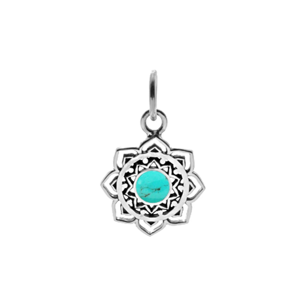 Turquoise Mandala Pendant Sterling Silver Hallmarked All Chain Lengths Brand New