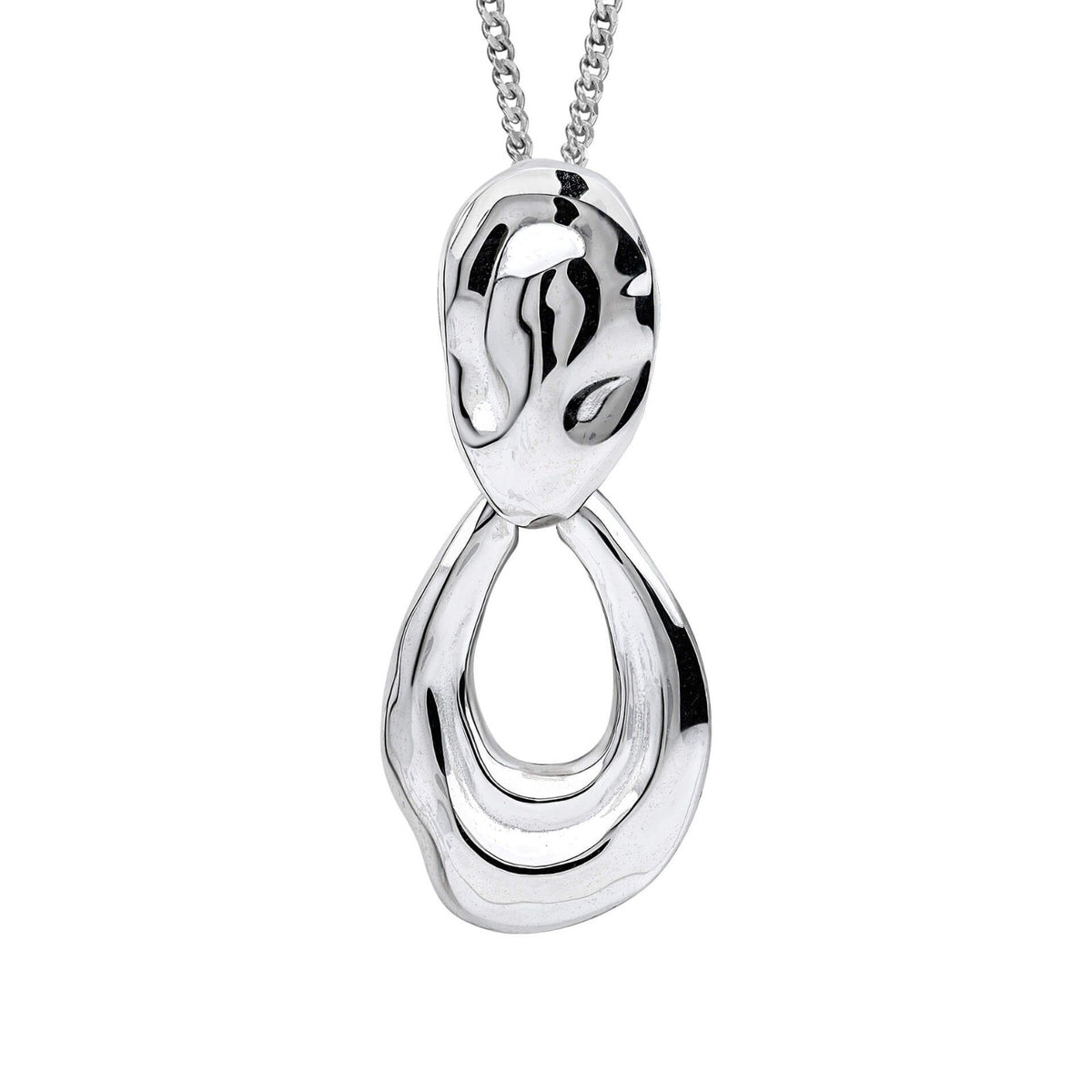 Molten Oval Pendant Sterling Silver 925 Hallmark All Chain Lengths British Made
