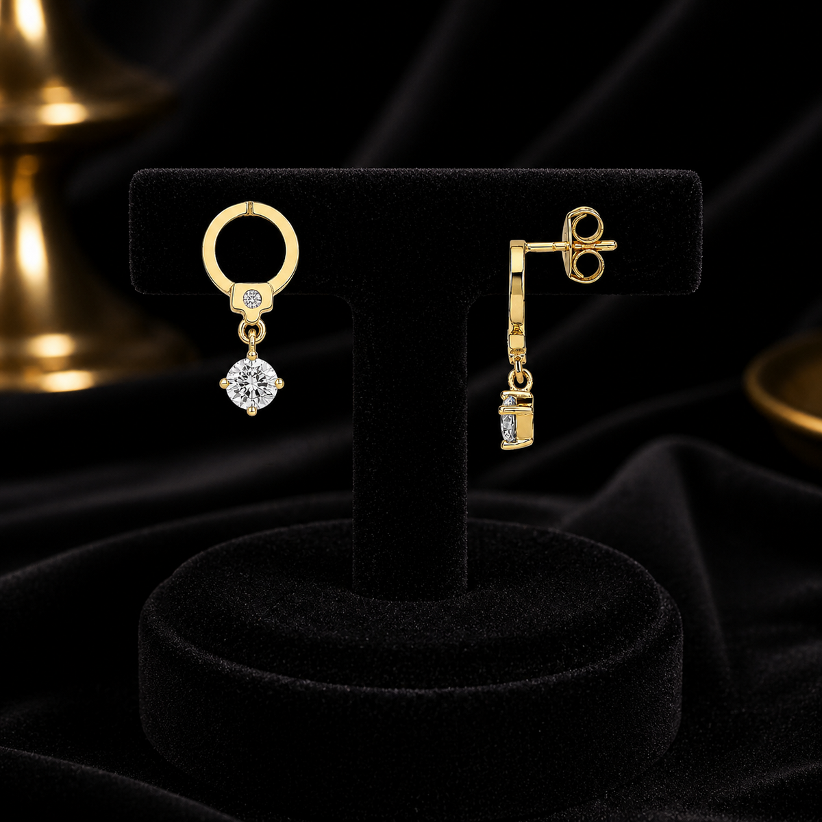 2 Stone Handcuff Drop Earrings 9ct Yellow Gold 375 Hallmarked Brand New Boxed
