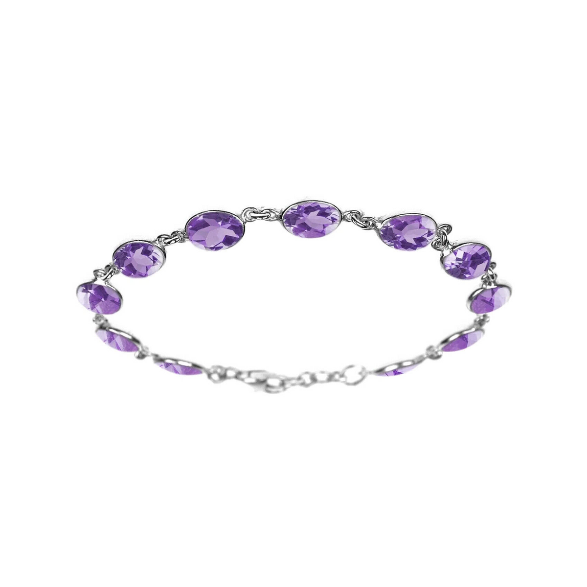 Flush Oval Amethyst Bracelet Sterling Silver 925 Hallmarked Brand New Boxed