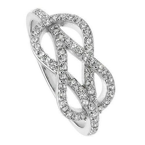 Sterling Silver Ring Lattice Anniversary Gemstone 925 Hallmarked Size L - T