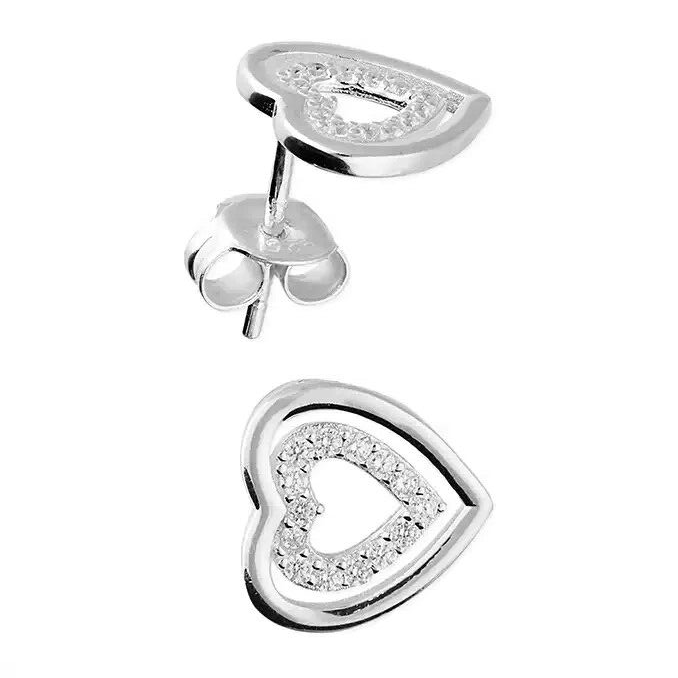 Heart Stud Earrings Sterling Silver 925 Hallmarked British Made Brand New