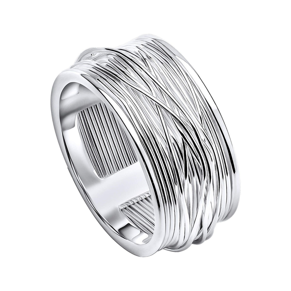 Ladies Wrapped Wire Band Ring 925 Hallmarked British Made Sizes K - R