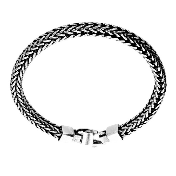 Heavy Gents Solid Sterling Silver Herringbone Bracelet British Made 925 Hallmark