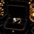 2 Stone Pearl Wrap Ring 9ct Yellow Gold Plated Hallmarked Size J-R British Made