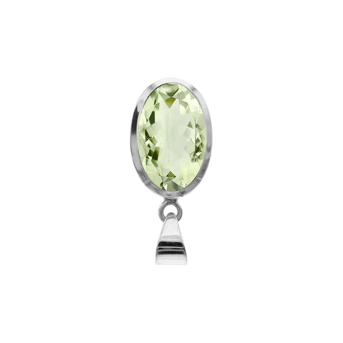 Oval Green Amethyst Pendant Sterling Silver 925 Hallmarked All Chain Lengths