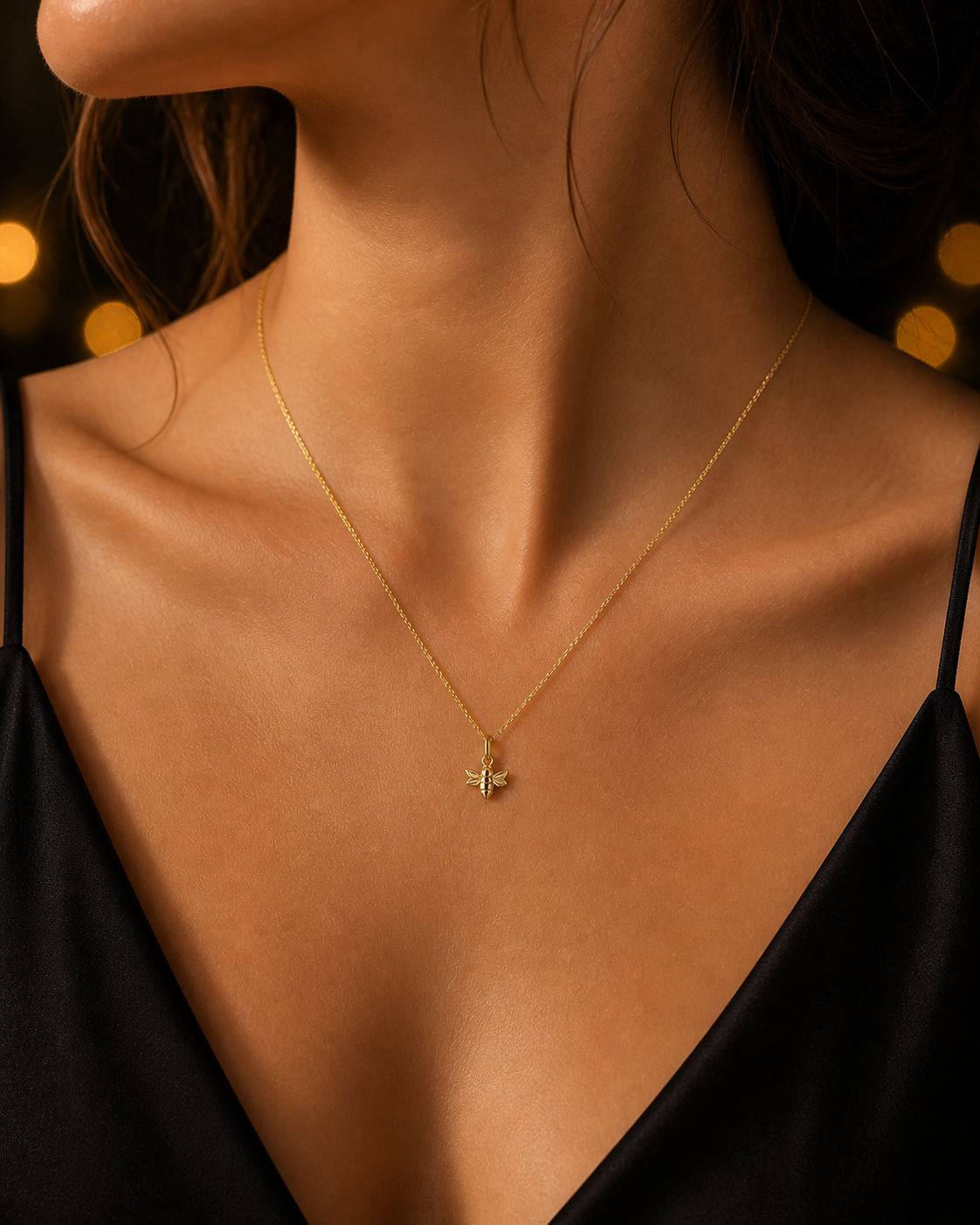 Baby Bumble Bee Pendant 18ct Yellow Gold Plated Hallmarked All Chain Lengths