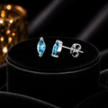 Natural Blue Topaz Marquise Stud Earrings Sterling Silver 925 Hallmarked