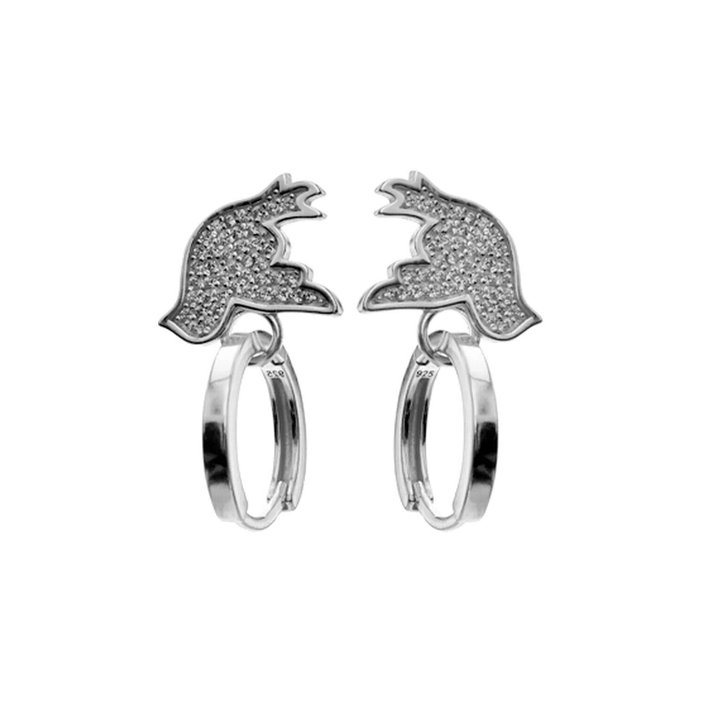 Cluster Bird Hoop Earrings Sterling Silver 925 Hallmarked Brand New Boxed