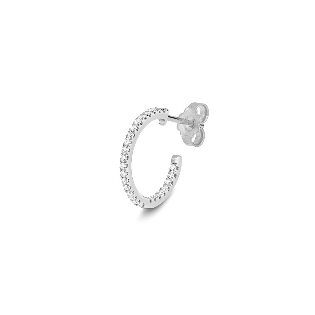 12mm Natural Diamond Hoop Earrings 18ct White Gold Hallmarked British Made