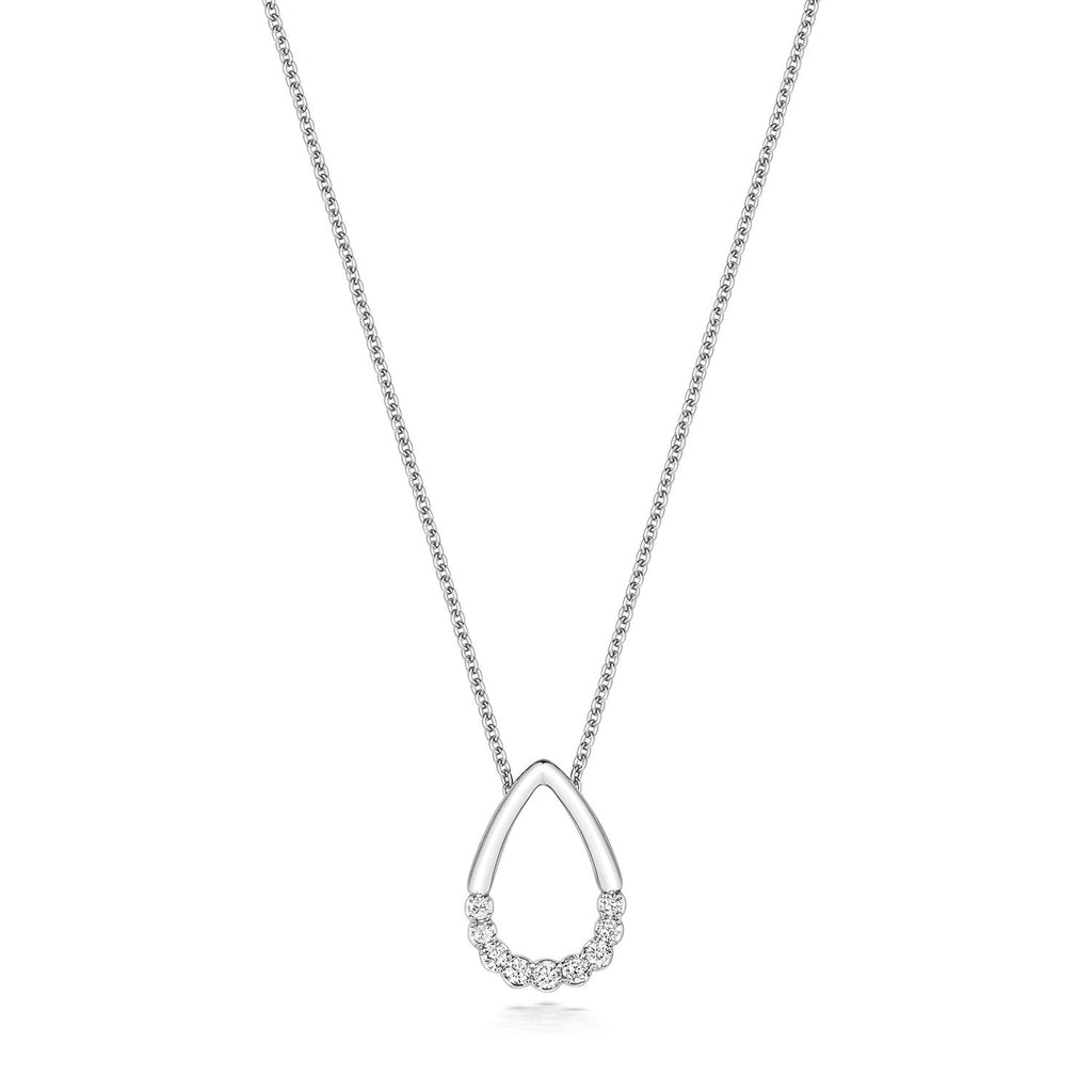 9 Natural Diamond Pear Necklace 18ct White Gold Hallmarked British Made