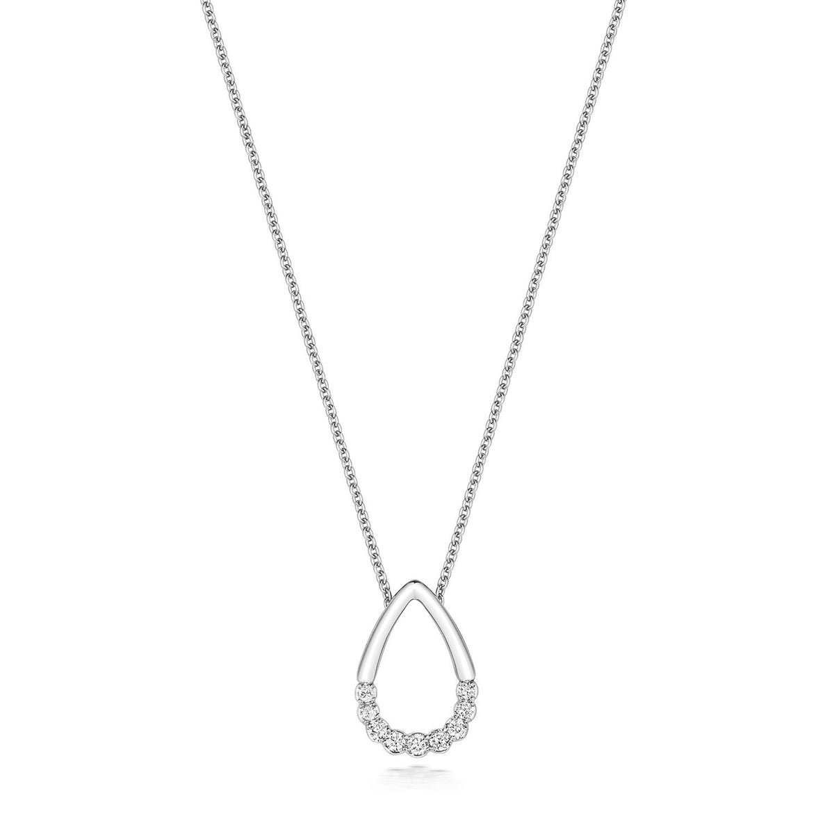 9 Natural Diamond Pear Necklace 18ct White Gold Hallmarked British Made