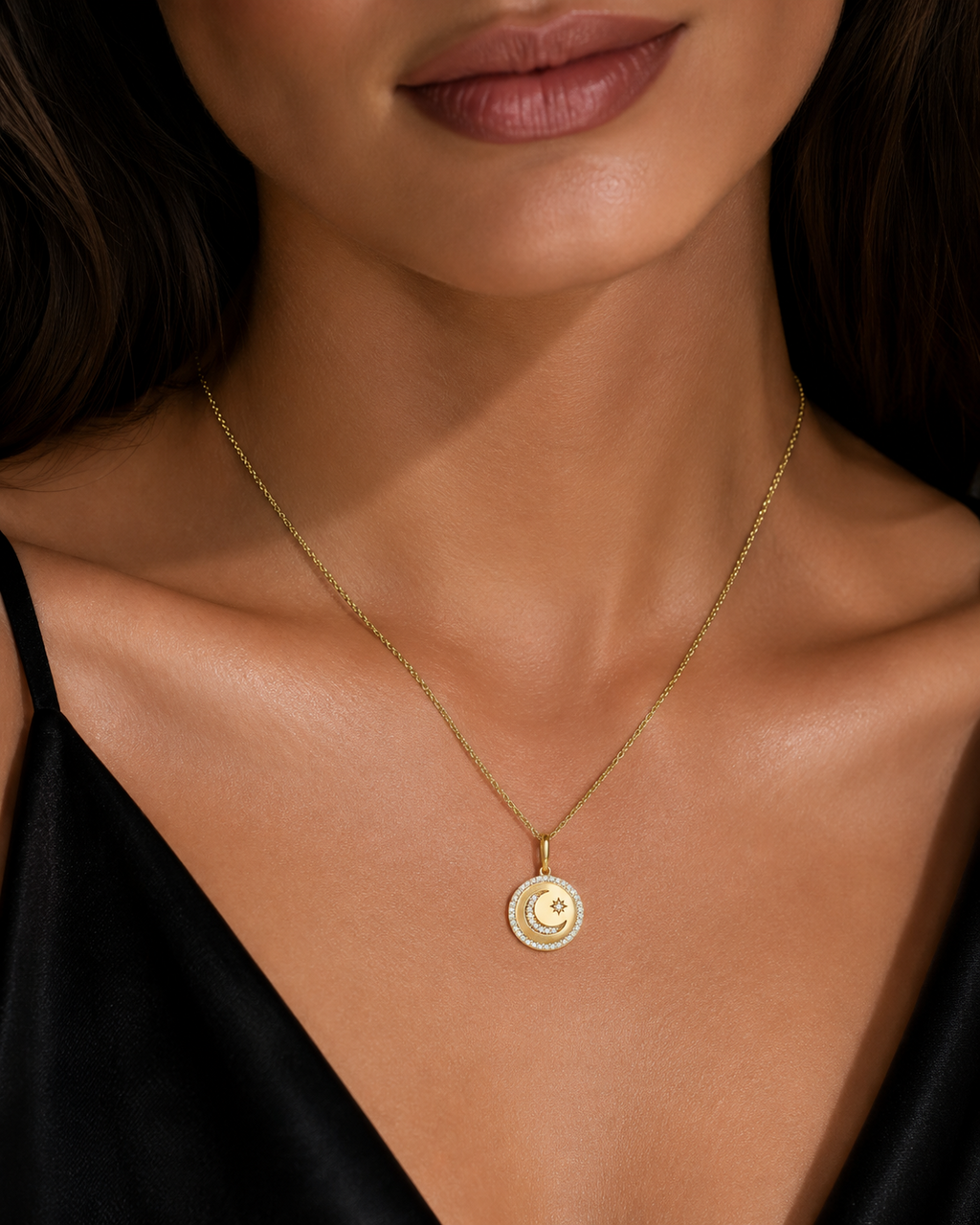Star & Moon 9ct Yellow Gold Pendant 375 Hallmark British Made All Chain Lengths