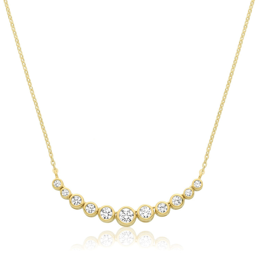 Graduated Bezel Set Necklace 9ct Yellow Gold 375 Hallmarked British Made