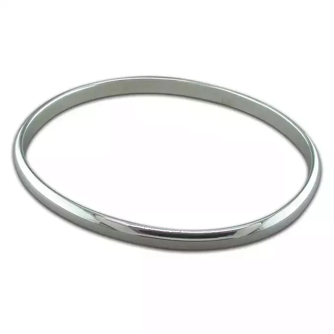 Oval Solid Slave Bangle Sterling Silver 925 Hallmark British Made Brand New
