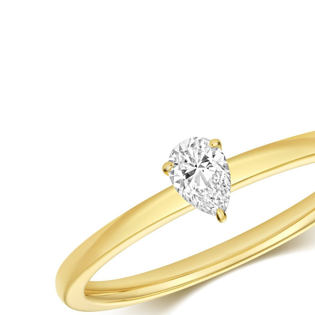 1 Natural Diamond Pear Solitaire Ring 18ct Yellow Gold Hallmarked Sizes K - N