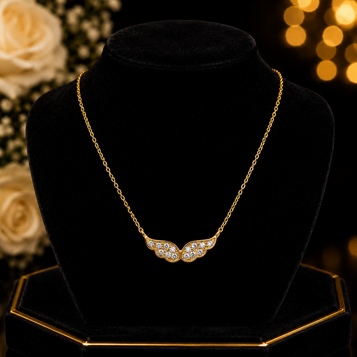 Ladies Angel Wings Necklace 9ct Yellow Gold 375 Hallmarked British Made