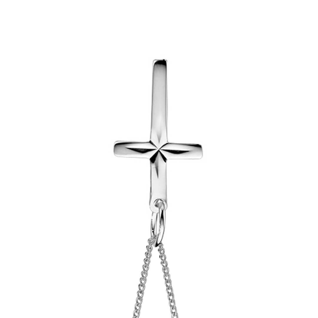 Diamond Cut Cross Pendant Silver Hallmarked British Made All Chain Lengths